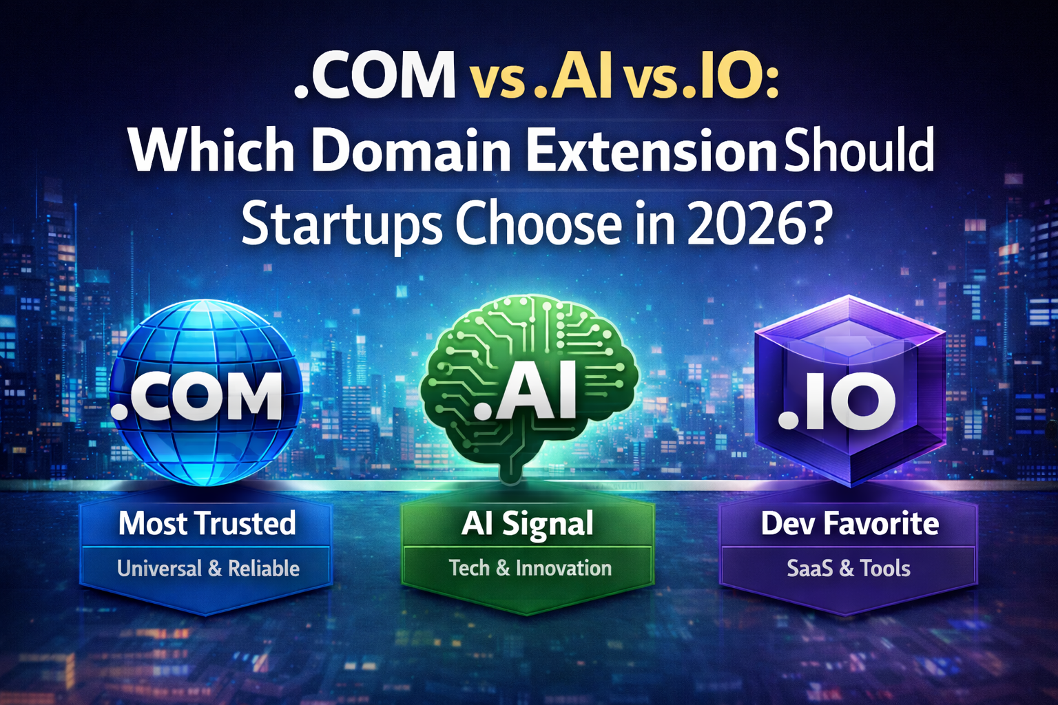 .COM vs .AI vs .IO: Which Domain Extension Should Startups Choose in 2026?