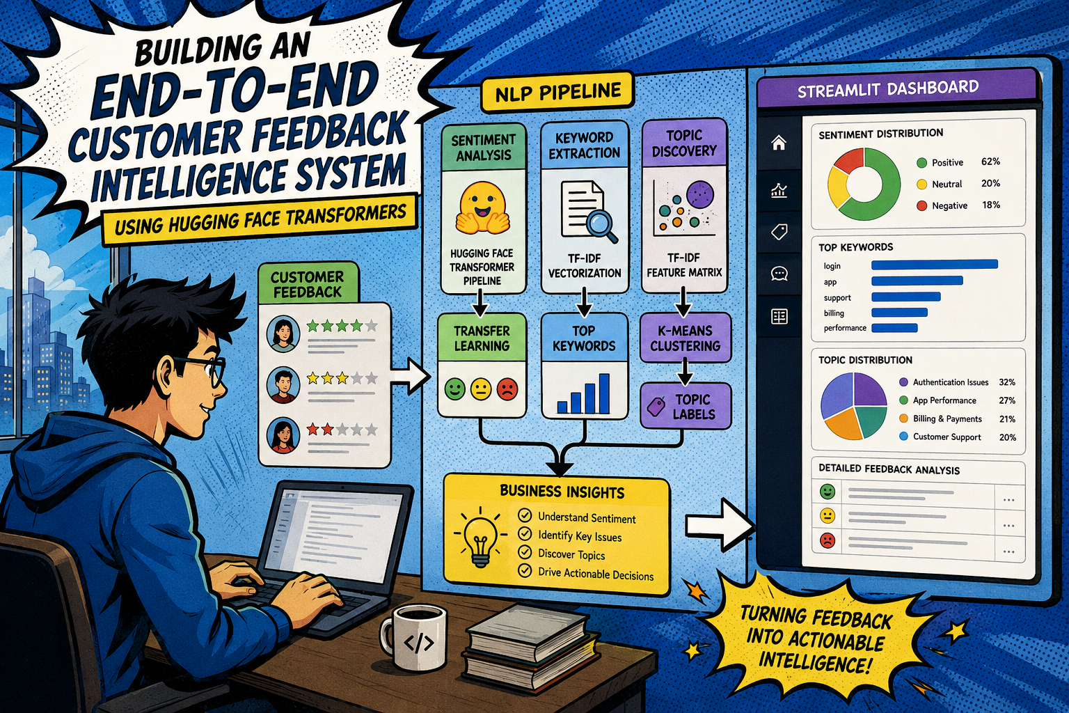 Building an End-to-End Customer Feedback Intelligence System Using Hugging Face Transformers