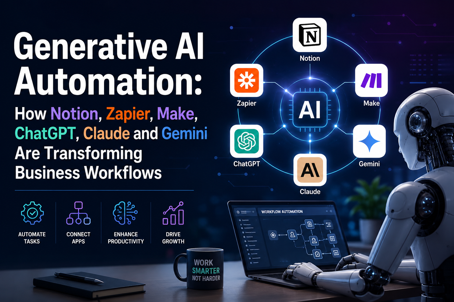 Generative AI Automation: How Notion, Zapier, Make, ChatGPT, Claude and Gemini Are Transforming…