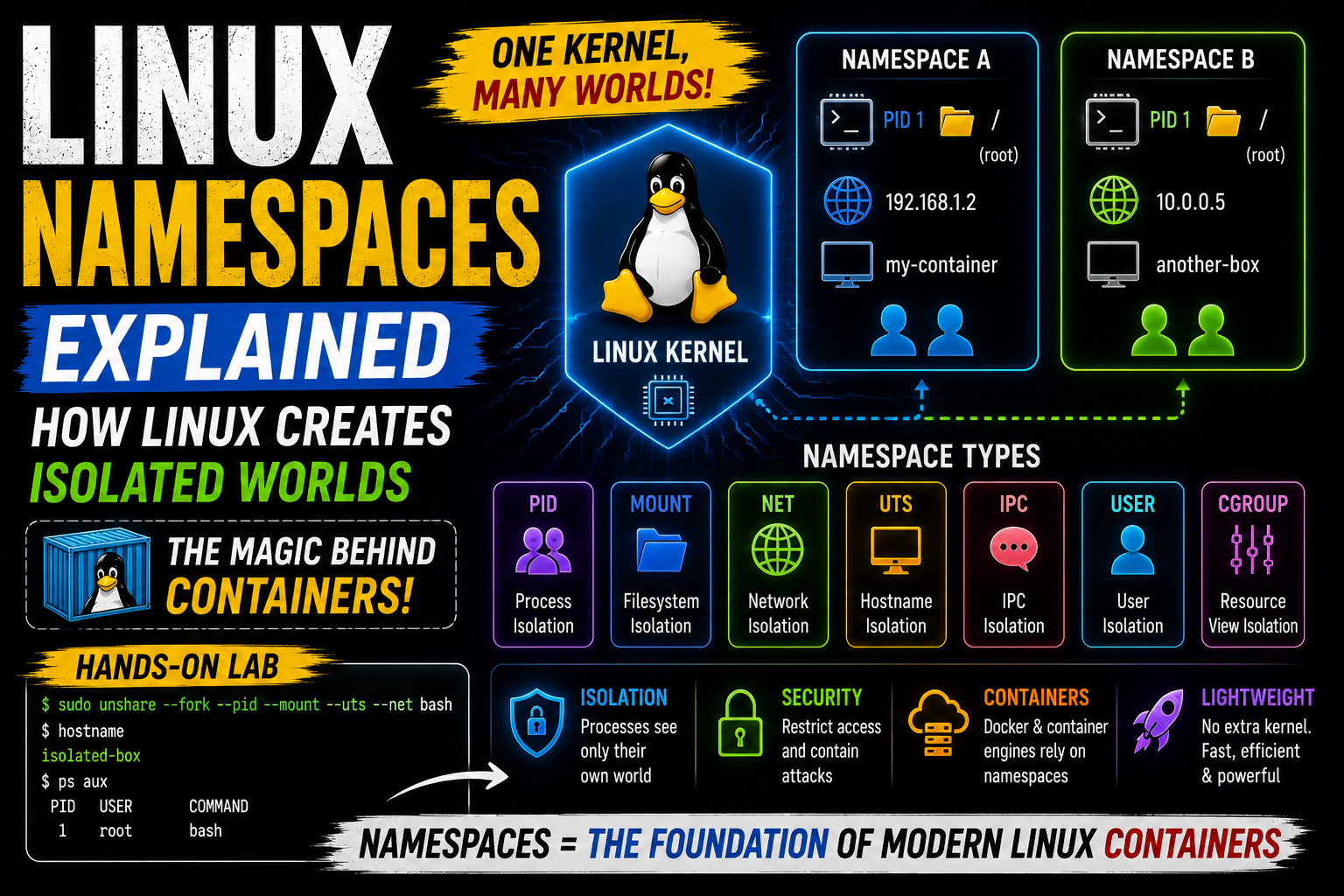 Linux Namespaces Explained: How Linux Creates Isolated Worlds (The Magic Behind Containers) (P1)
