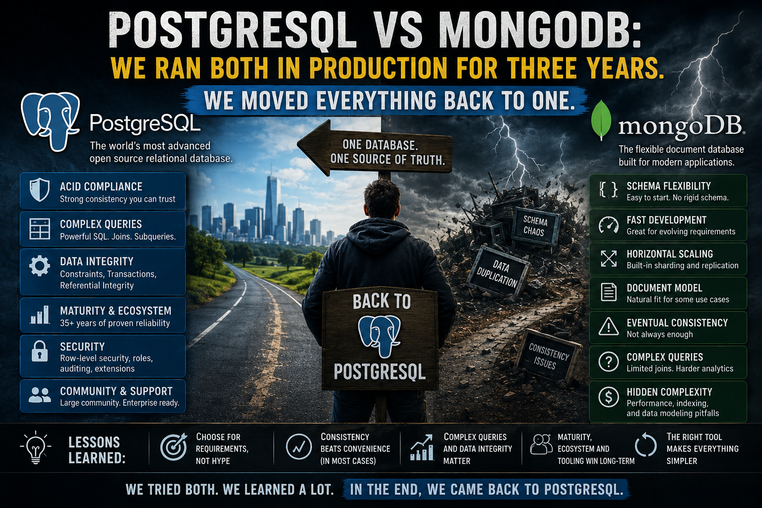 PostgreSQL vs MongoDB: We Ran Both in Production for Three Years. We Moved Everything Back to One.