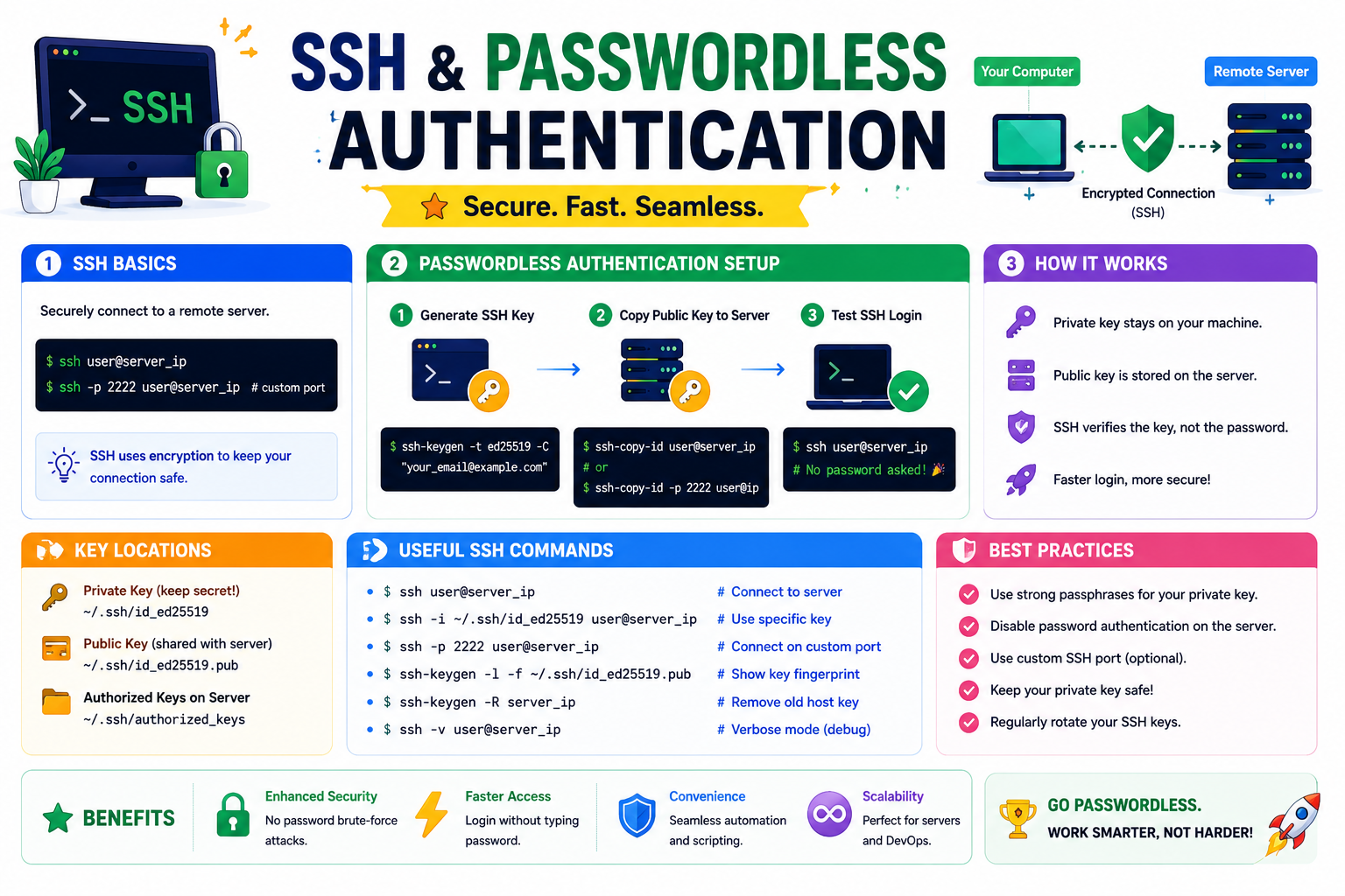 SSH & Passwordless Authentication in Linux Explained for Beginners