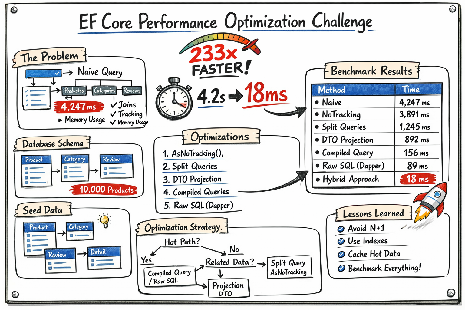 EF Core Performance Optimization Challenge | 233x FASTER