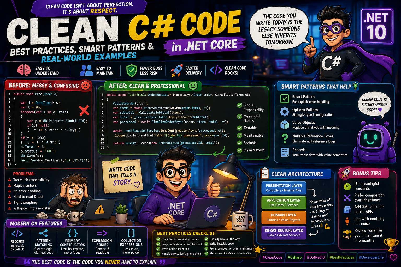 Clean C# Code: Best Practices, Smart Patterns & Real-World Examples in .NET Core