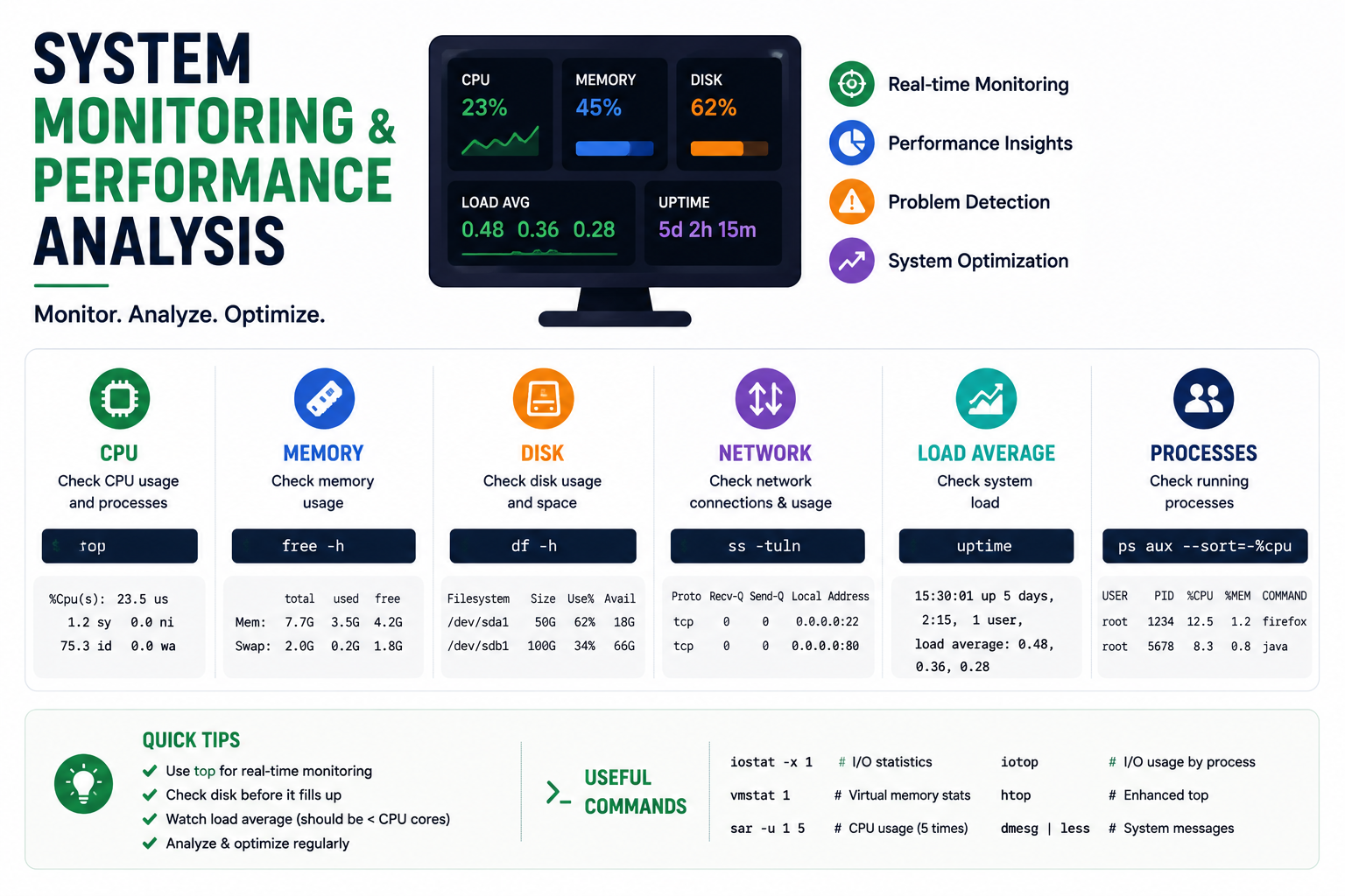 System Monitoring & Performance Analysis in Linux Explained for Beginners