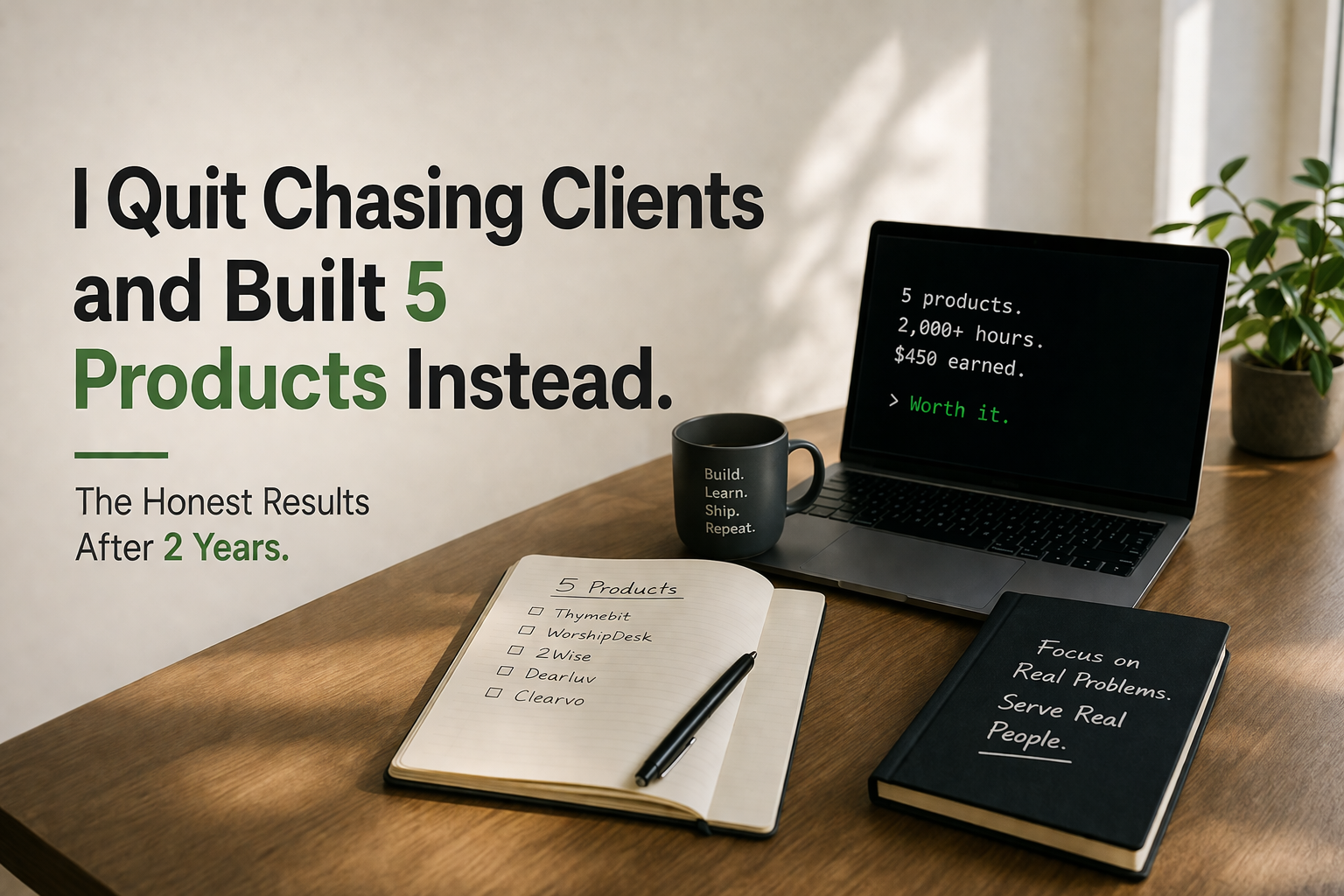 I Quit Chasing Clients and Built 5 Products Instead. The Honest Results After 2 Years.