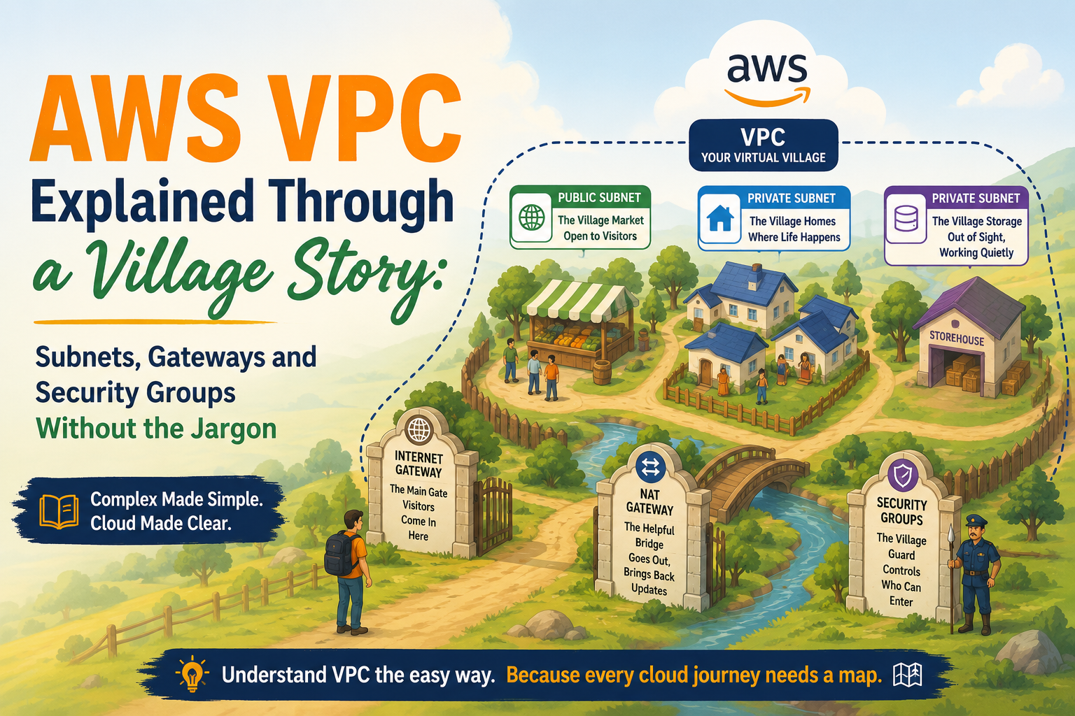AWS VPC Explained Through a Village Story: Subnets, Gateways and Security Groups Without the Jargon