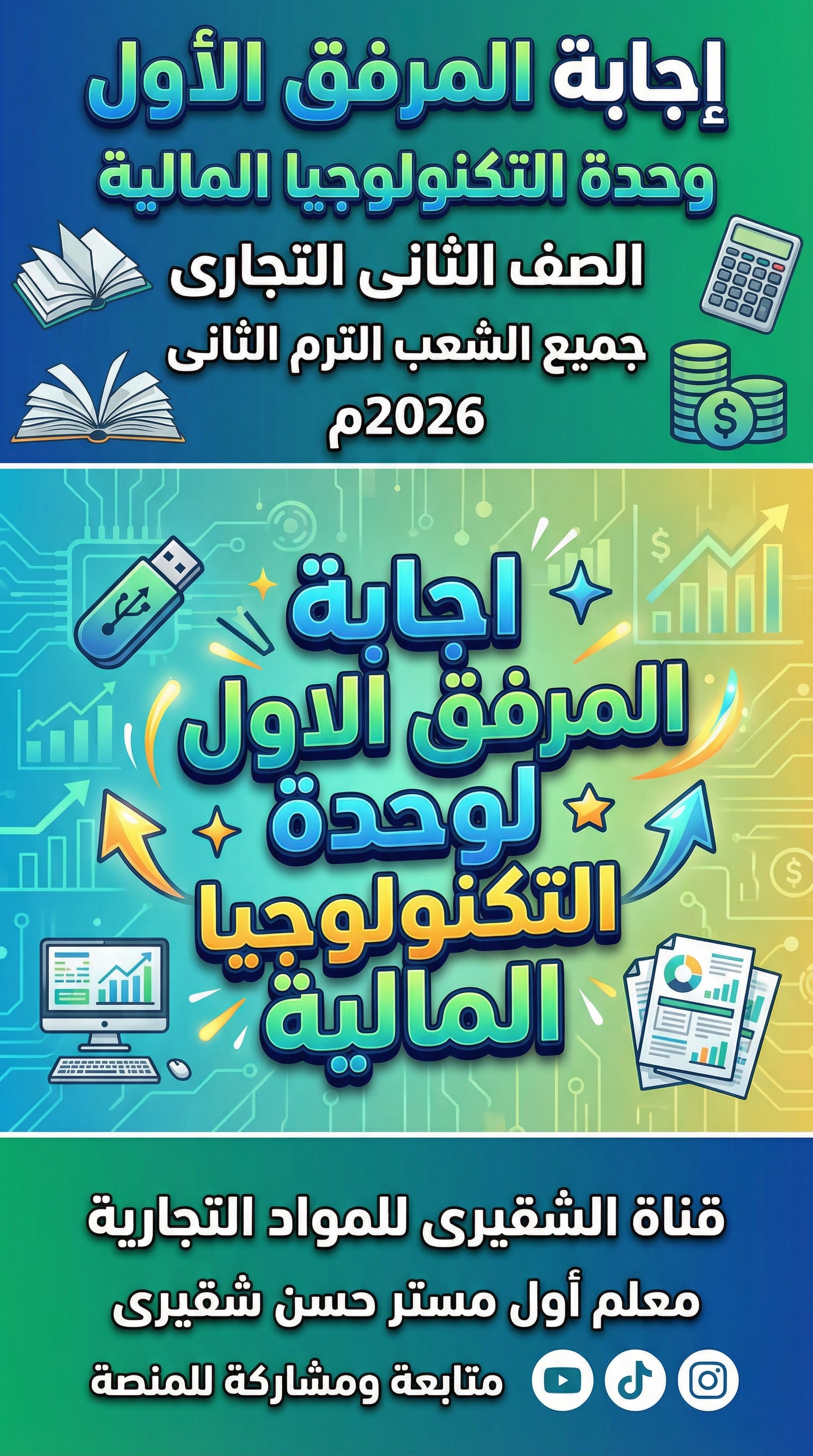 “حل المرفق الأول وحدة التكنولوجيا المالية 2026 | لكل شعب الصف الثاني التجاري جدارات”