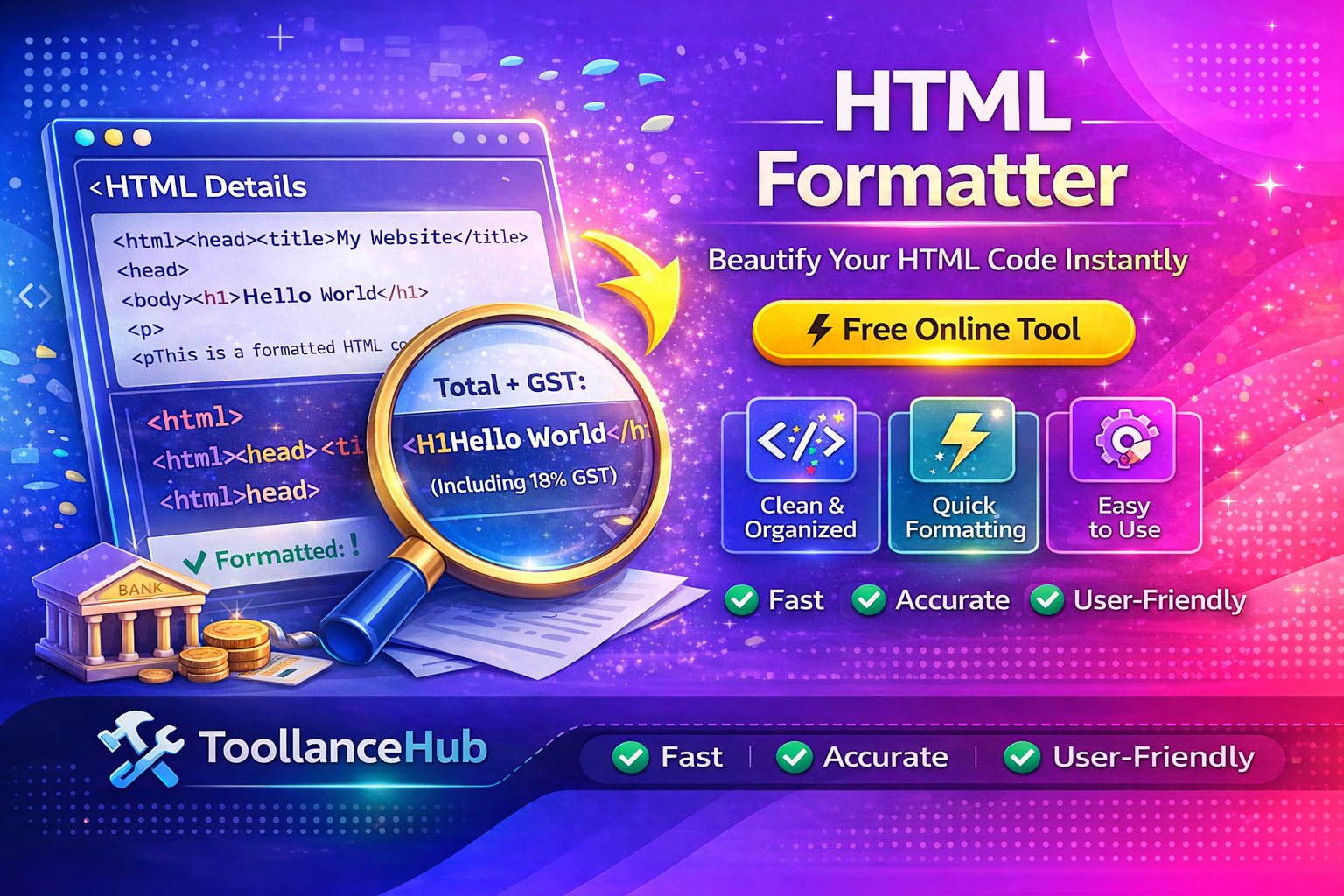 Clean & Beautify HTML Code Instantly with Our Free HTML Formatter Tool