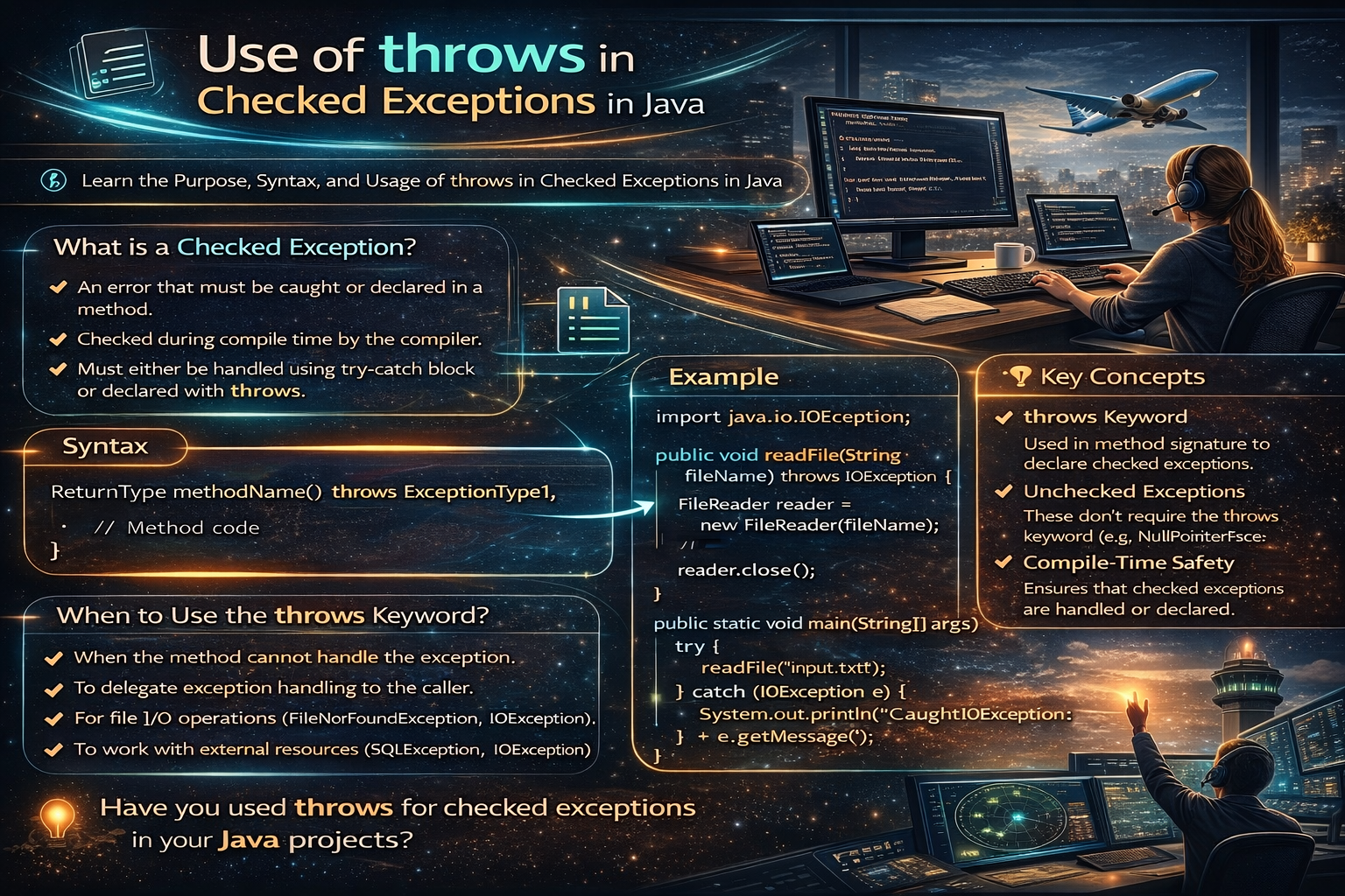 Day 40 of Learning Java: Use of throws in Checked Exceptions in Java