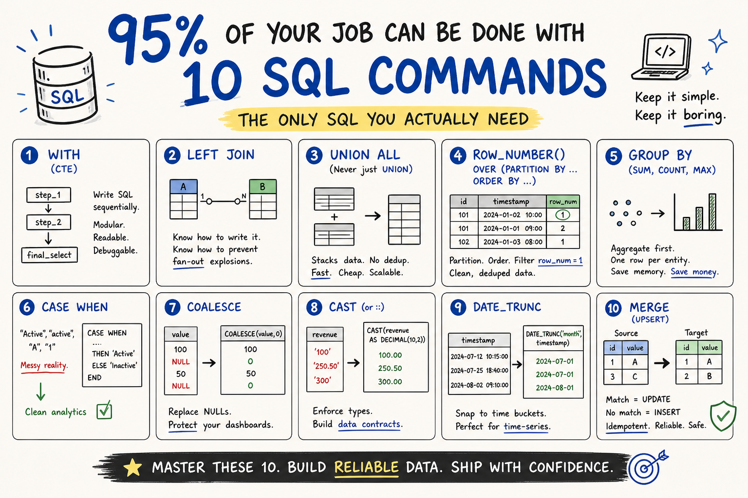 95% of Your Job Can Be Done With 10 SQL Commands