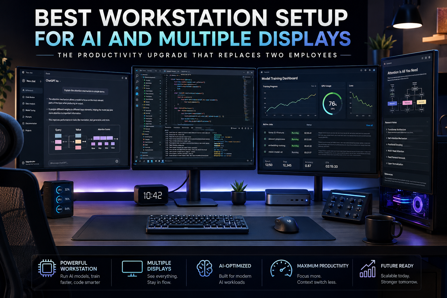 Best Workstation Setup for AI and Multiple Displays in 2026 (The Productivity Upgrade That Replaces…