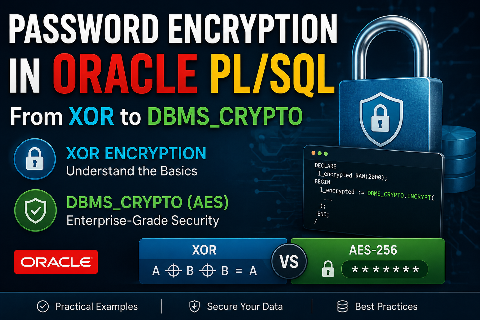 Password Encryption in Oracle PL/SQL: From XOR to DBMS_CRYPTO
