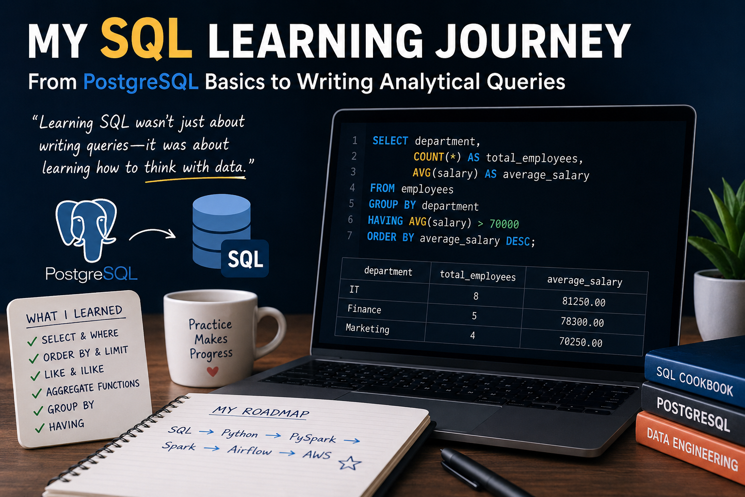 My SQL Learning Journey: From PostgreSQL Basics to Writing Analytical Queries