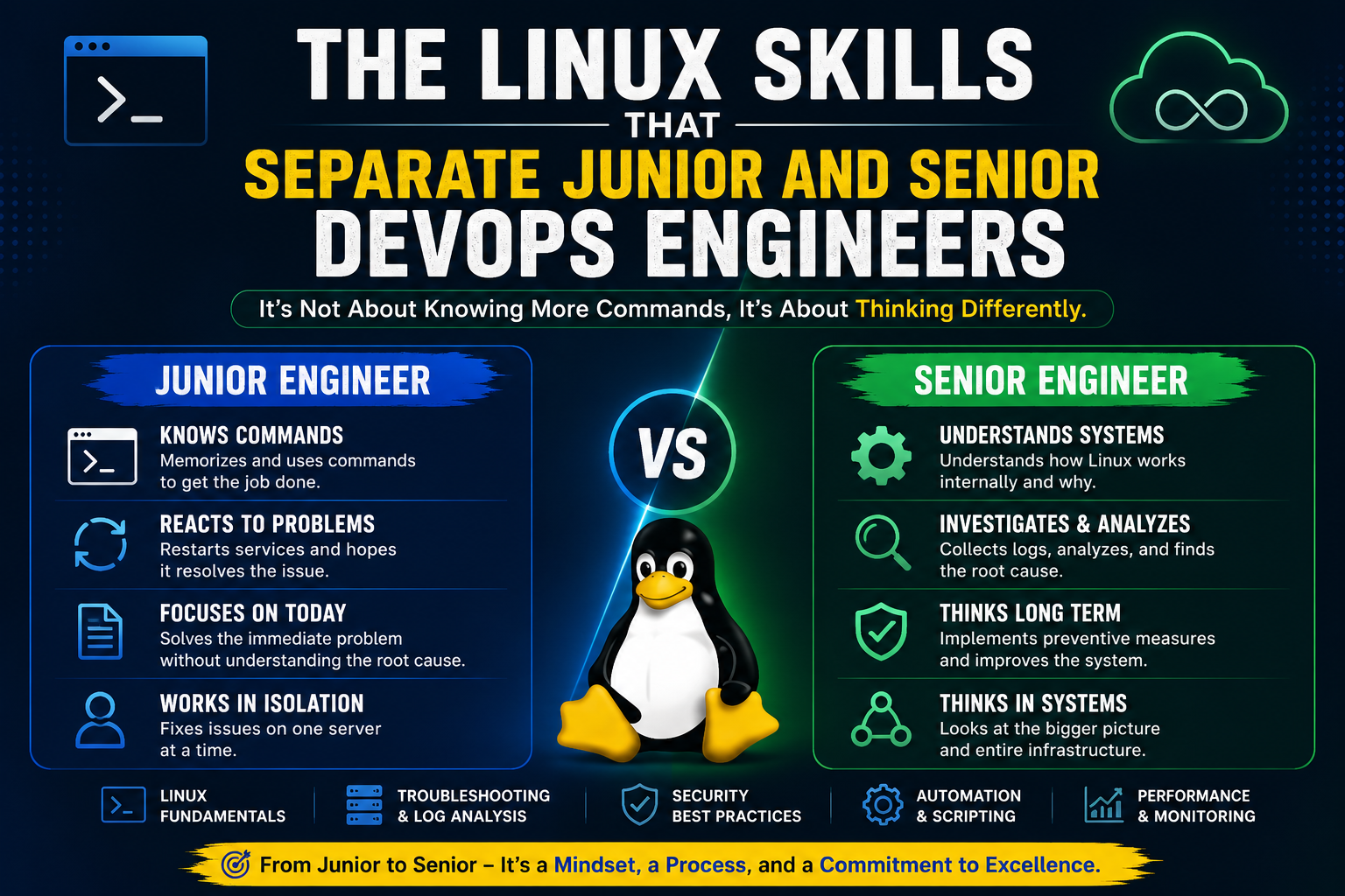 The Linux Skills That Separate Junior and Senior DevOps Engineers: A Practical Comparison