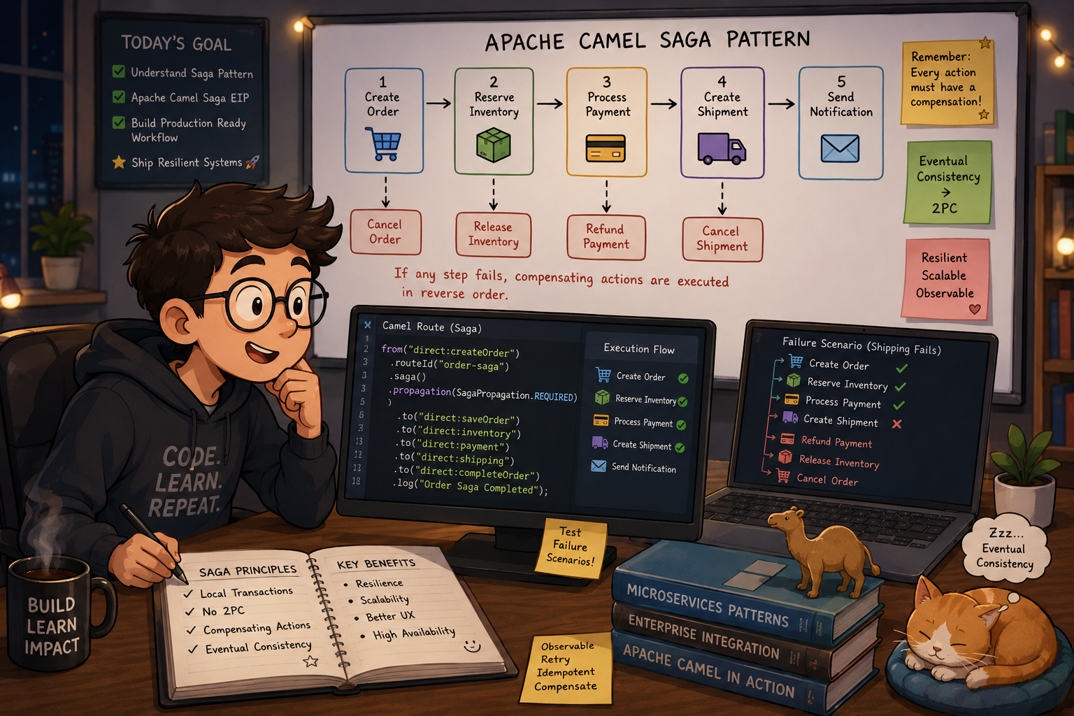 Building Production-Ready Distributed Transactions with Apache Camel Saga Pattern in Spring Boot