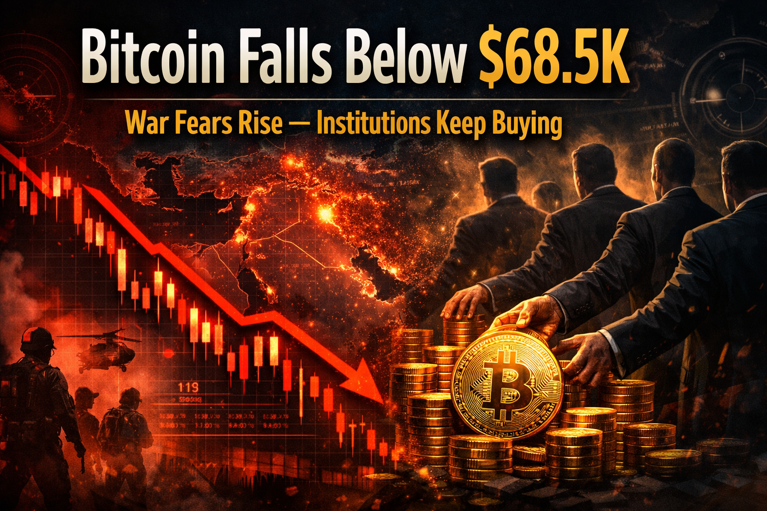 Bitcoin Price Drops Below $68.5K Amid Iran War Fears — Why Institutions Are Still Buying