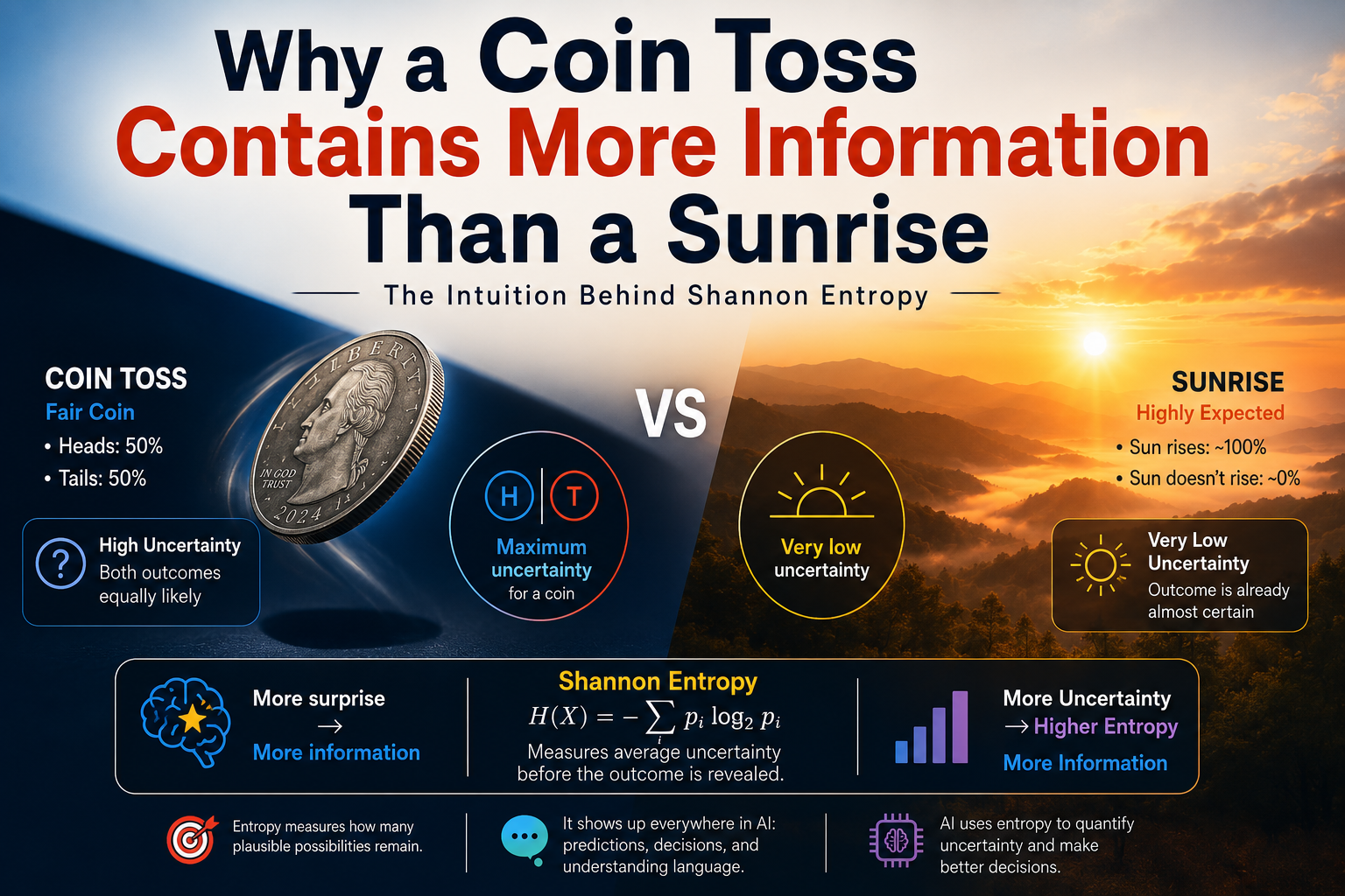 Why a Coin Toss Contains More Information Than a Sunrise