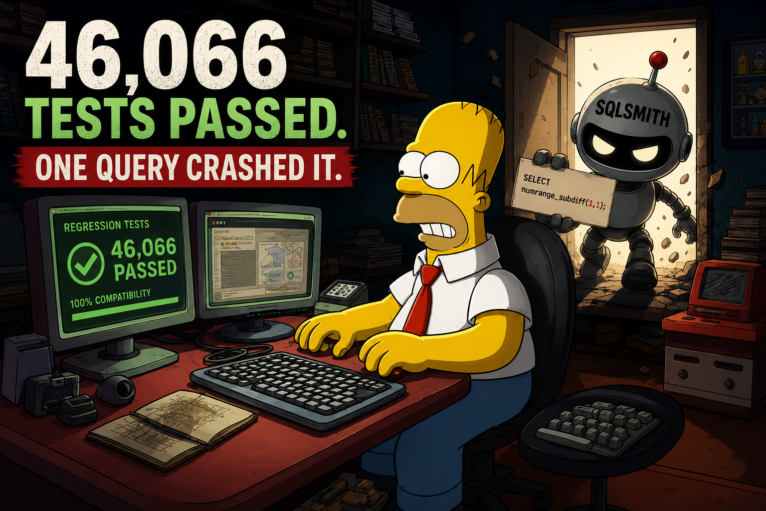 AI rebuilt PostgreSQL in Rust. 46,066 tests passed. One query crashed it.
