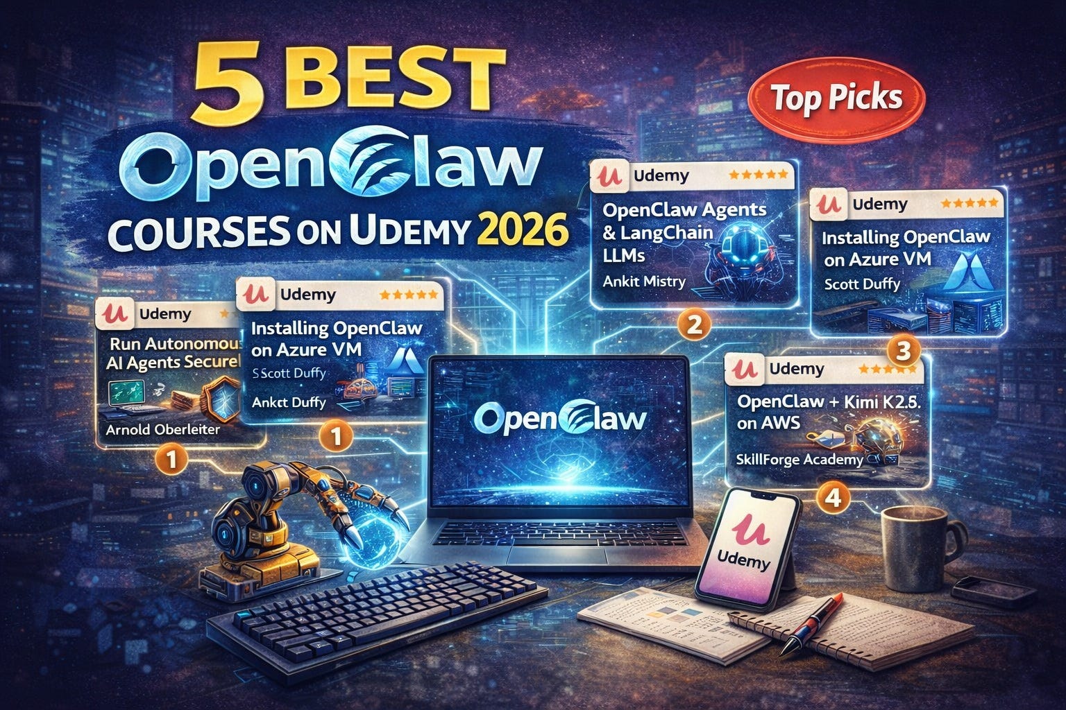 Best OpenClaw Courses on Udemy (2026) — Top 5 AI Agent Training for Developers