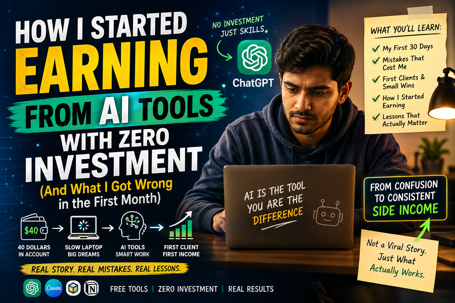 How I Started Earning From AI Tools With Zero Investment (And What I Got Wrong in the First Month)