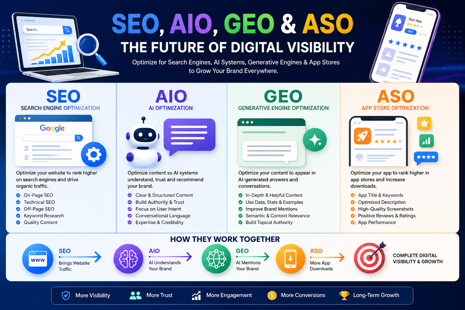 SEO, AIO, GEO & ASO in 2026: The Future of Digital Visibility