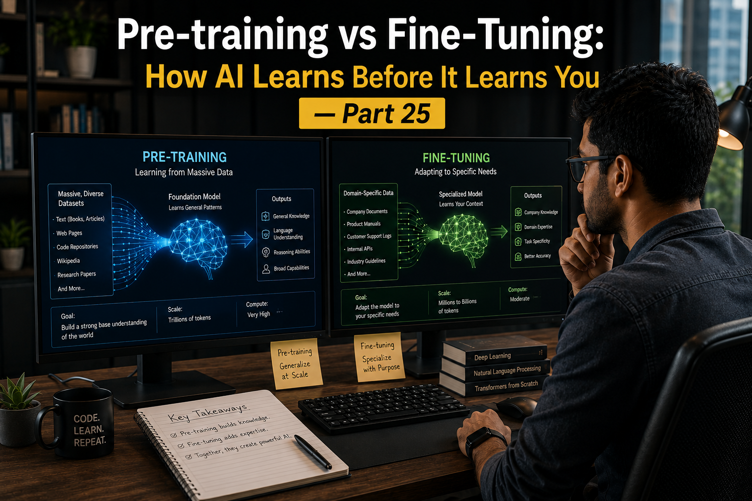 Pre-training vs Fine-Tuning: How AI Learns Before It Learns You — Part 25