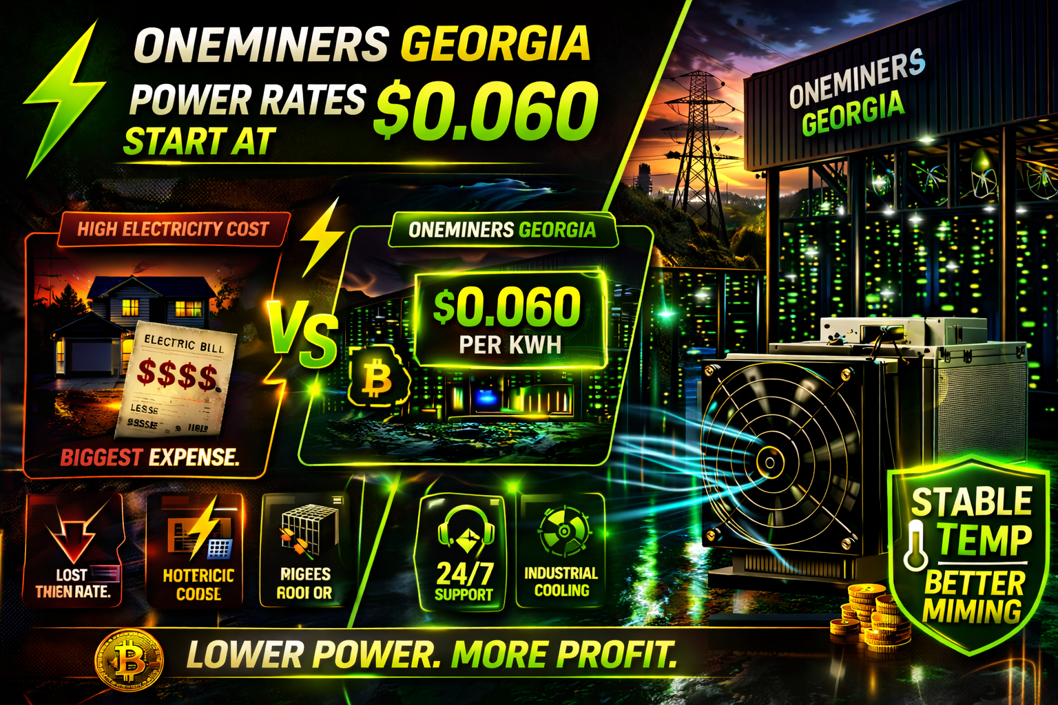 OneMiners Georgia Power Rates Start at $0.060
