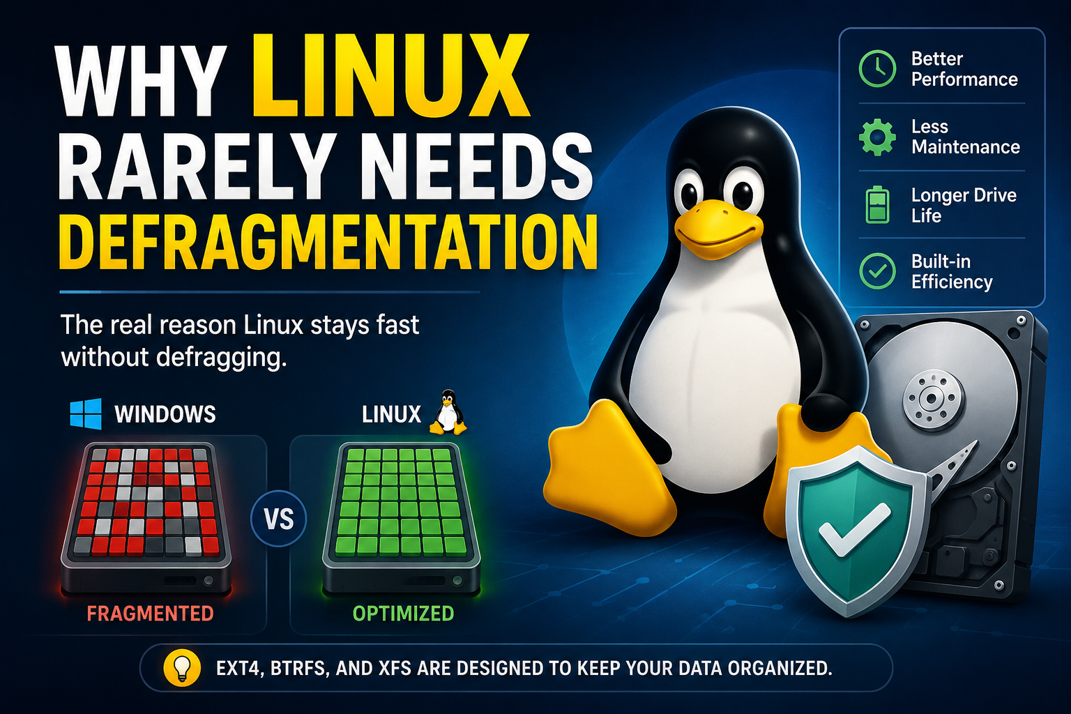 Why Linux Rarely Needs Defragmentation (And Why That Matters)