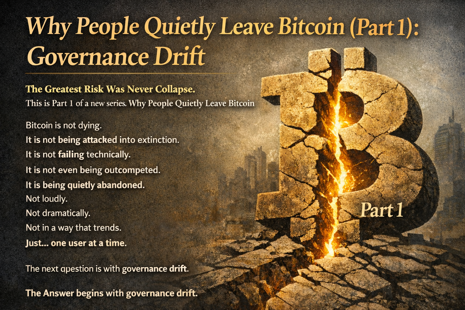 Why People Quietly Leave Bitcoin (Part 1): Governance Drift