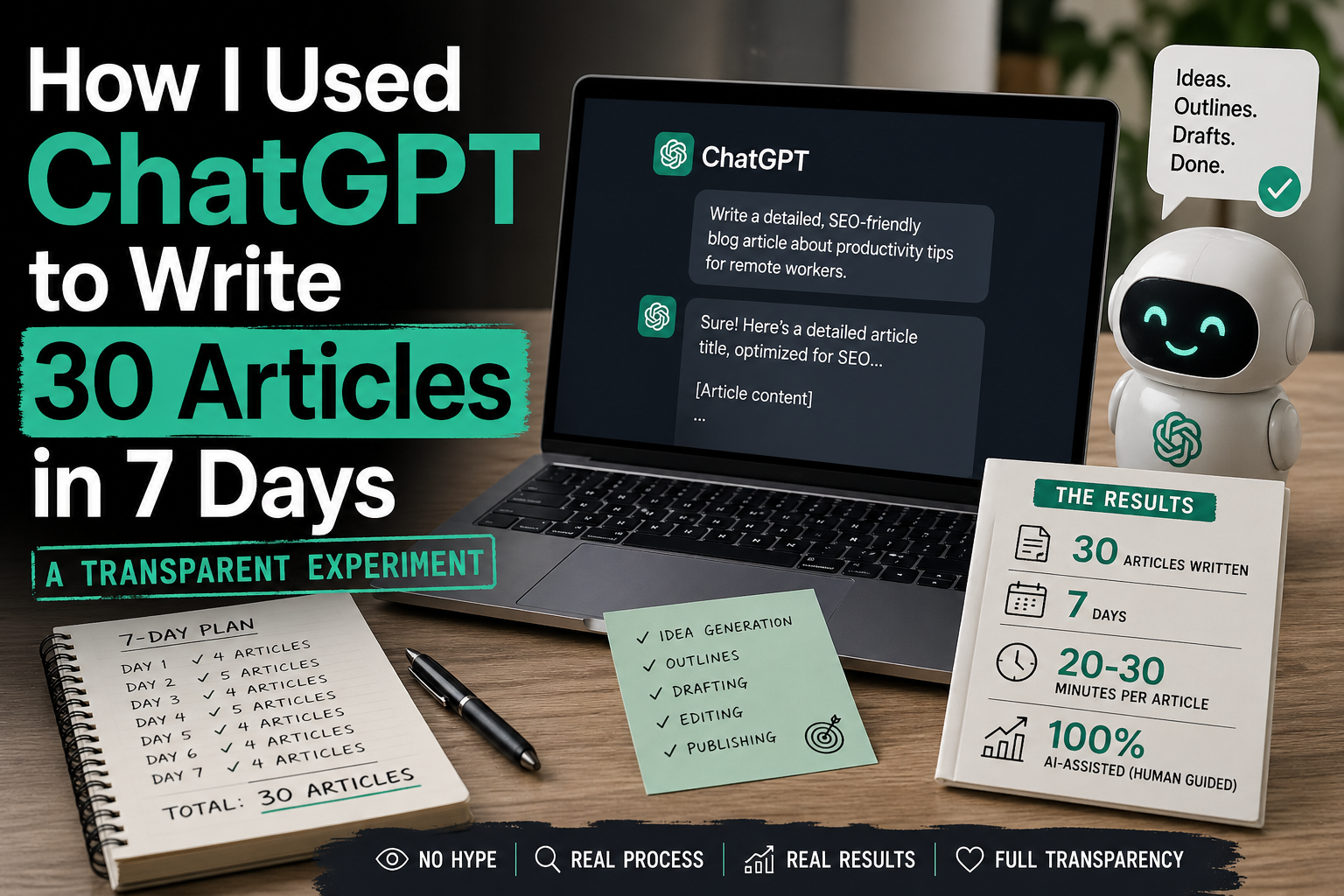 How I Used ChatGPT to Write 30 Articles in 7 Days — A Transparent Experiment