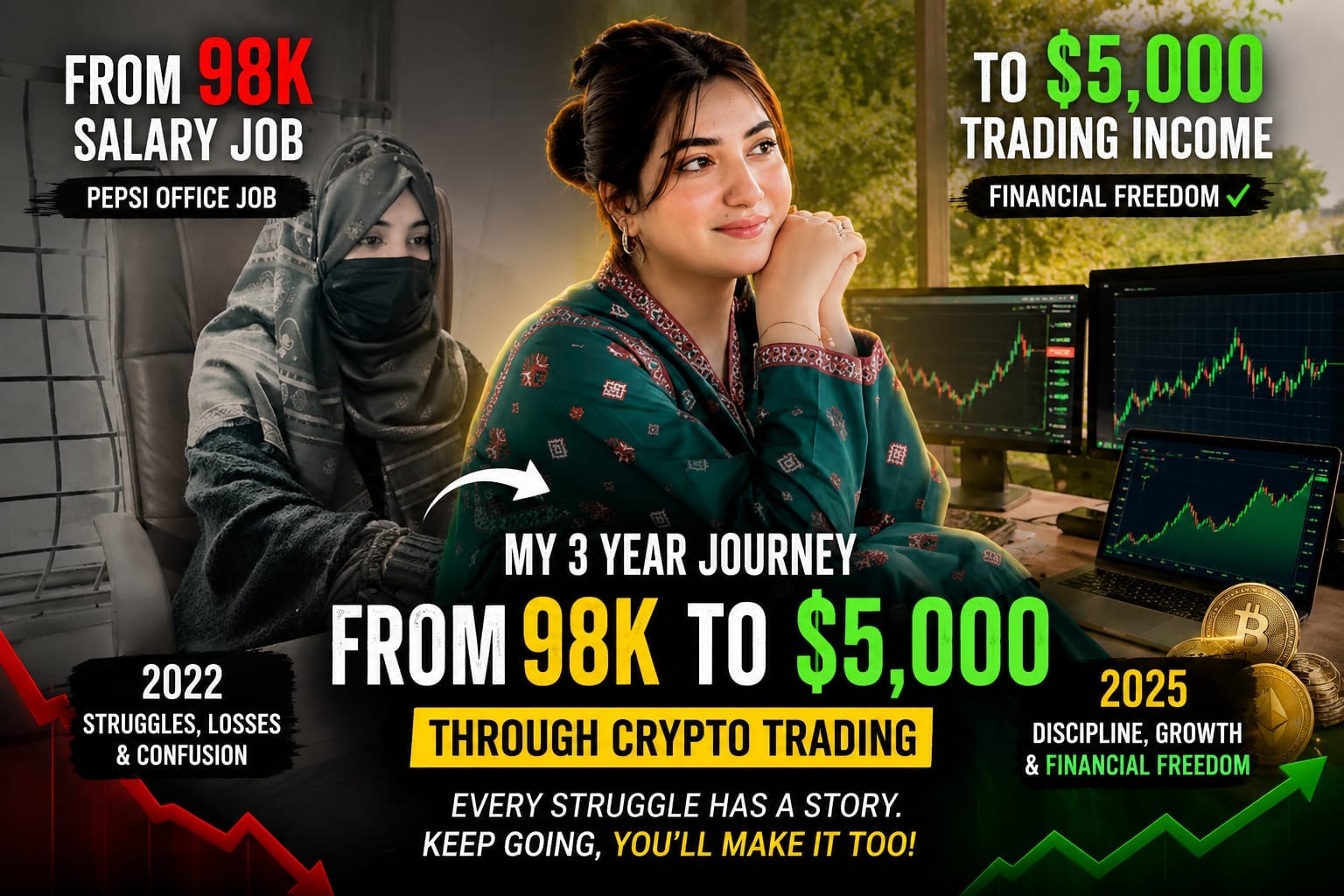 My 3-Year Journey: From a 98,000 Salary Job to $5,000 Through Crypto Trading