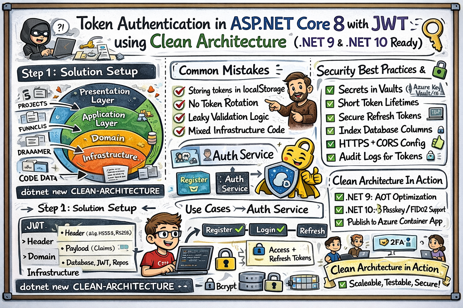 Token Authentication in ASP.NET Core 8 with JWT using Clean Architecture (.NET 9 & .NET 10 Ready)