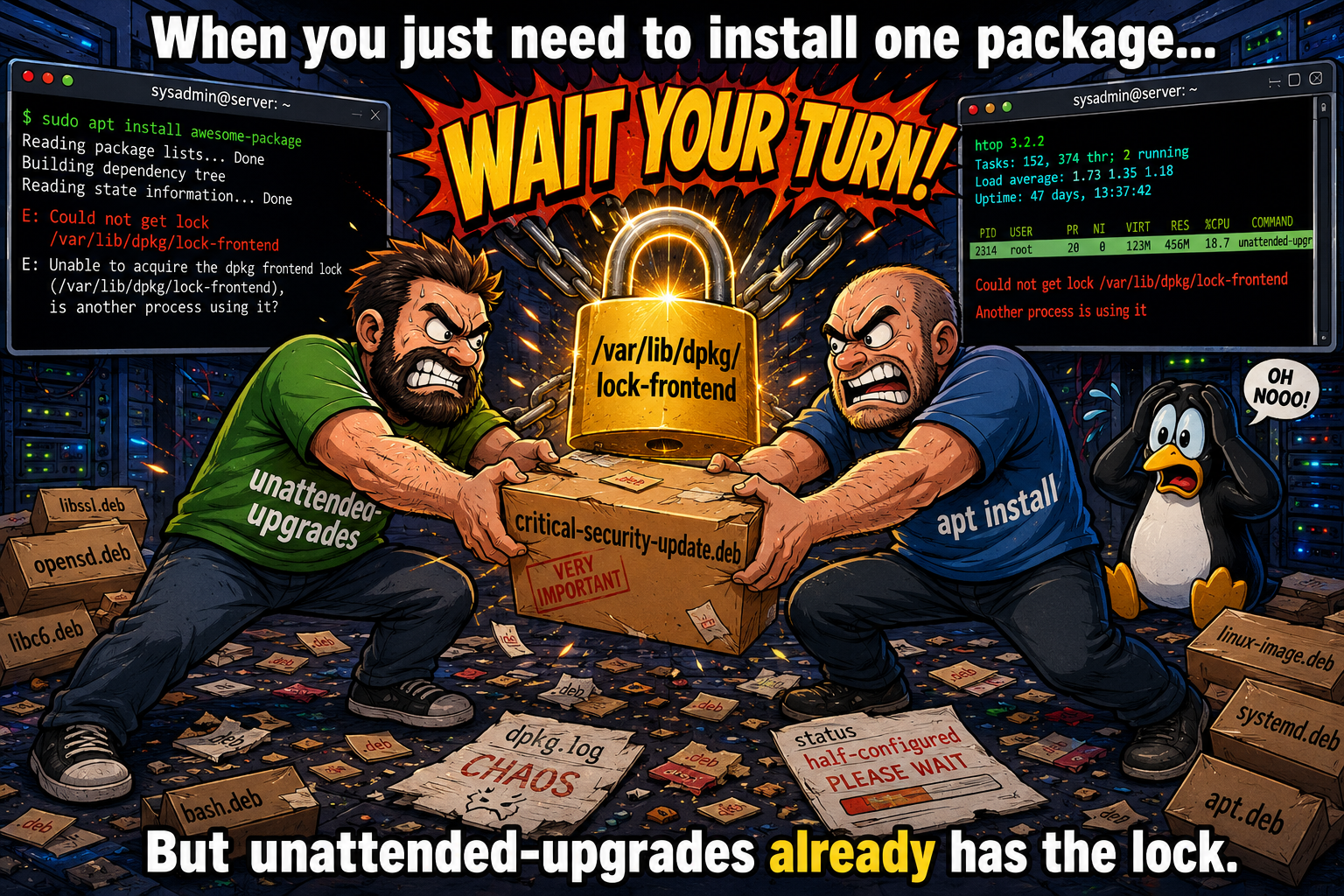 Hybrid Approach to Handle the Ubuntu Unattended-Upgrades Lock Conflict