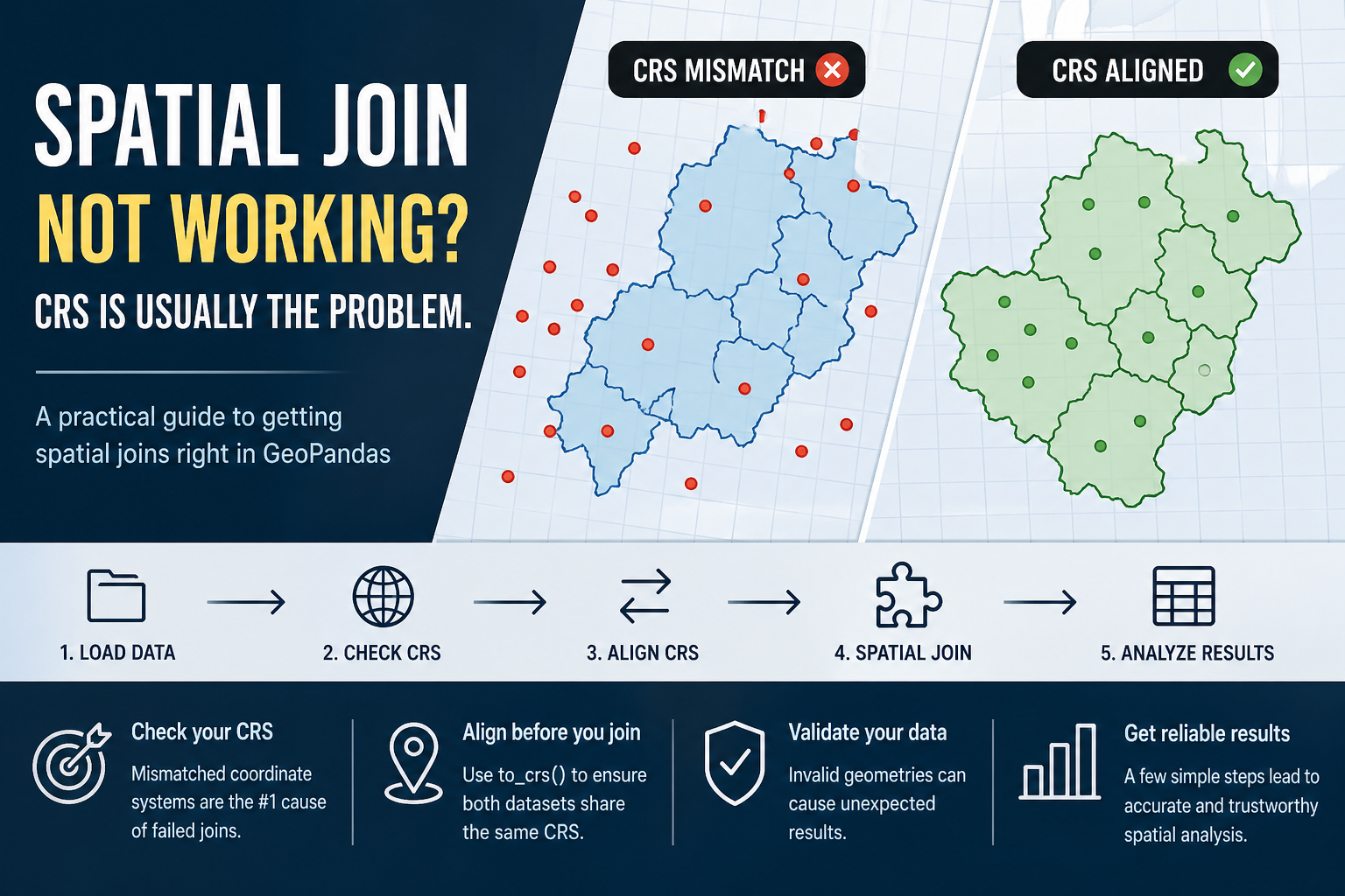 GIS on Medium - Why Your Spatial Join Isn’t Working (And Why It’s Usually the CRS)