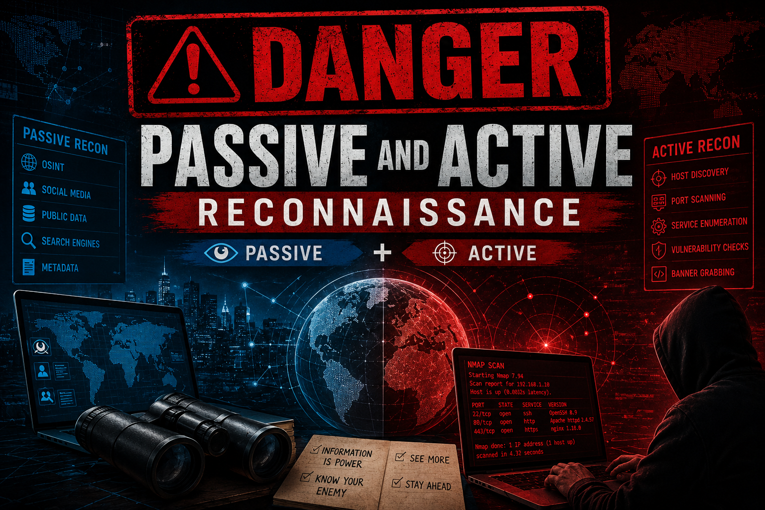 BEFORE YOU TOUCH THE TARGET: A PASSIVE AND ACTIVE RECON WALK-THROUGH FOR CYBERSECURITY…
