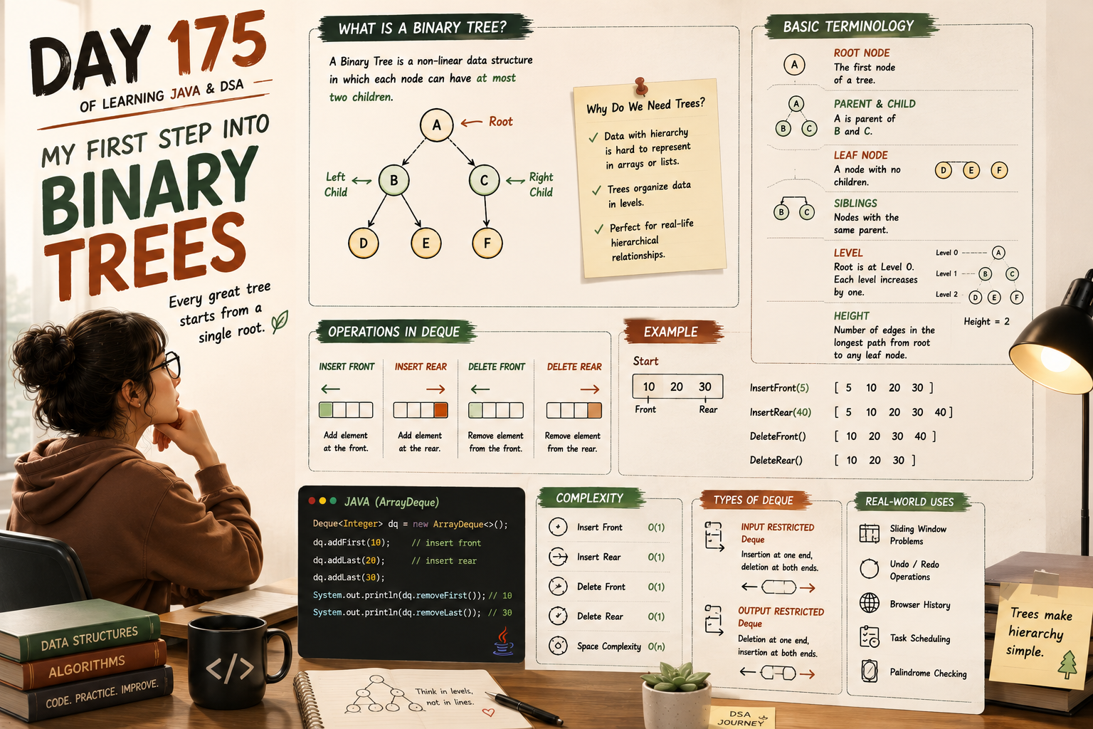 Day 175 of Learning Java & DSA: My First Step into Binary Trees