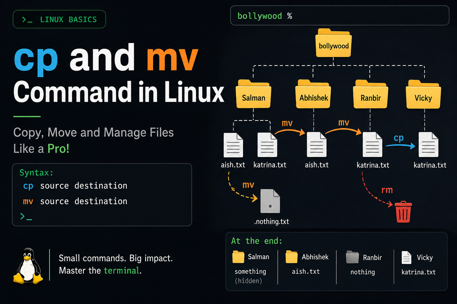 cp and mv command in Linux