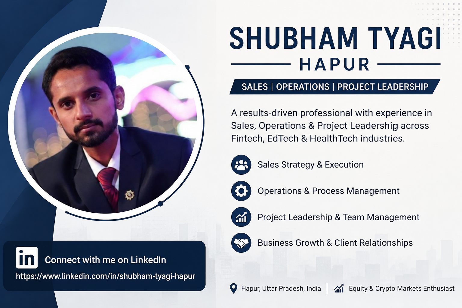 Shubham Tyagi Hapur — Sales, Operations & Project Leadership Professional
