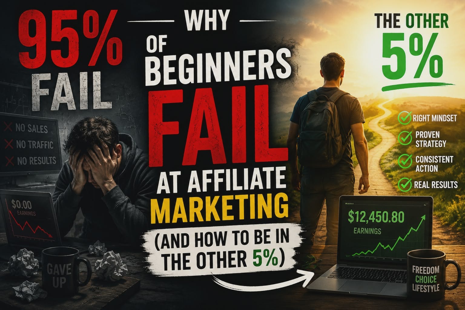 Why 95% of Beginners Fail at Affiliate Marketing (And How to Be in the Other 5%)