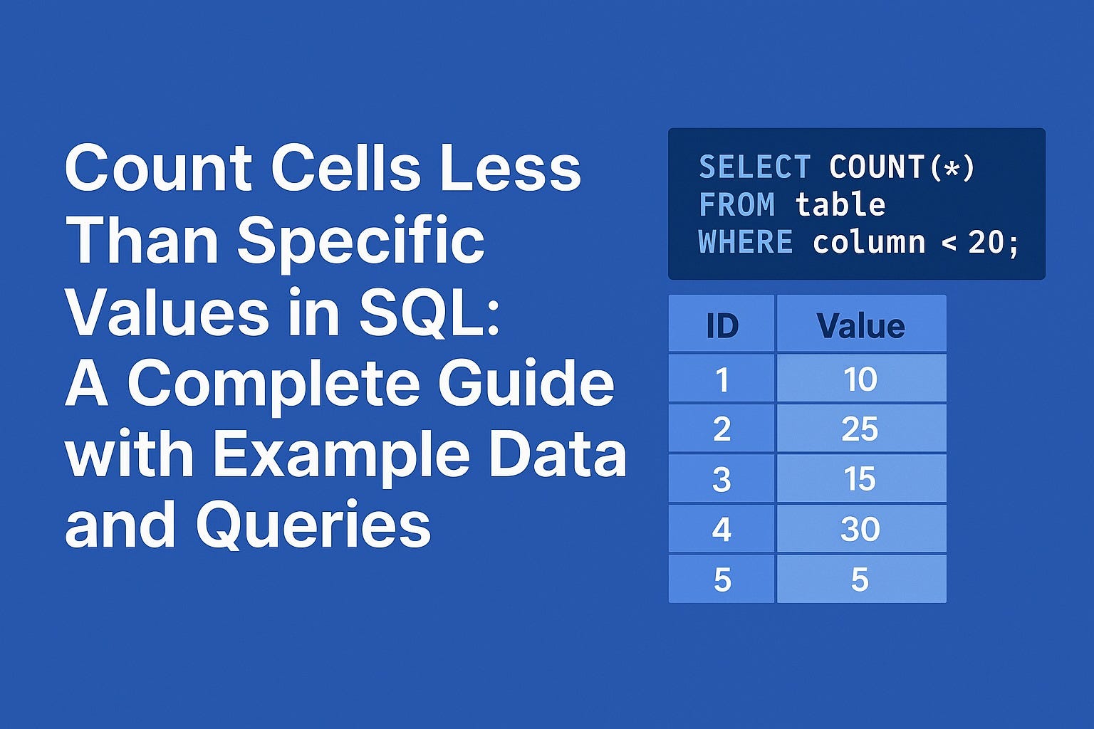 Count Cells Less Than Specific Values in SQL: A Complete Guide with Example Data and Queries