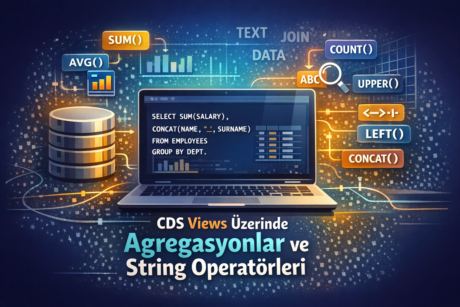 CDS View Üzerinde Agregasyonlar ve String Operatörleri ile Veri Modelleme Rehberi