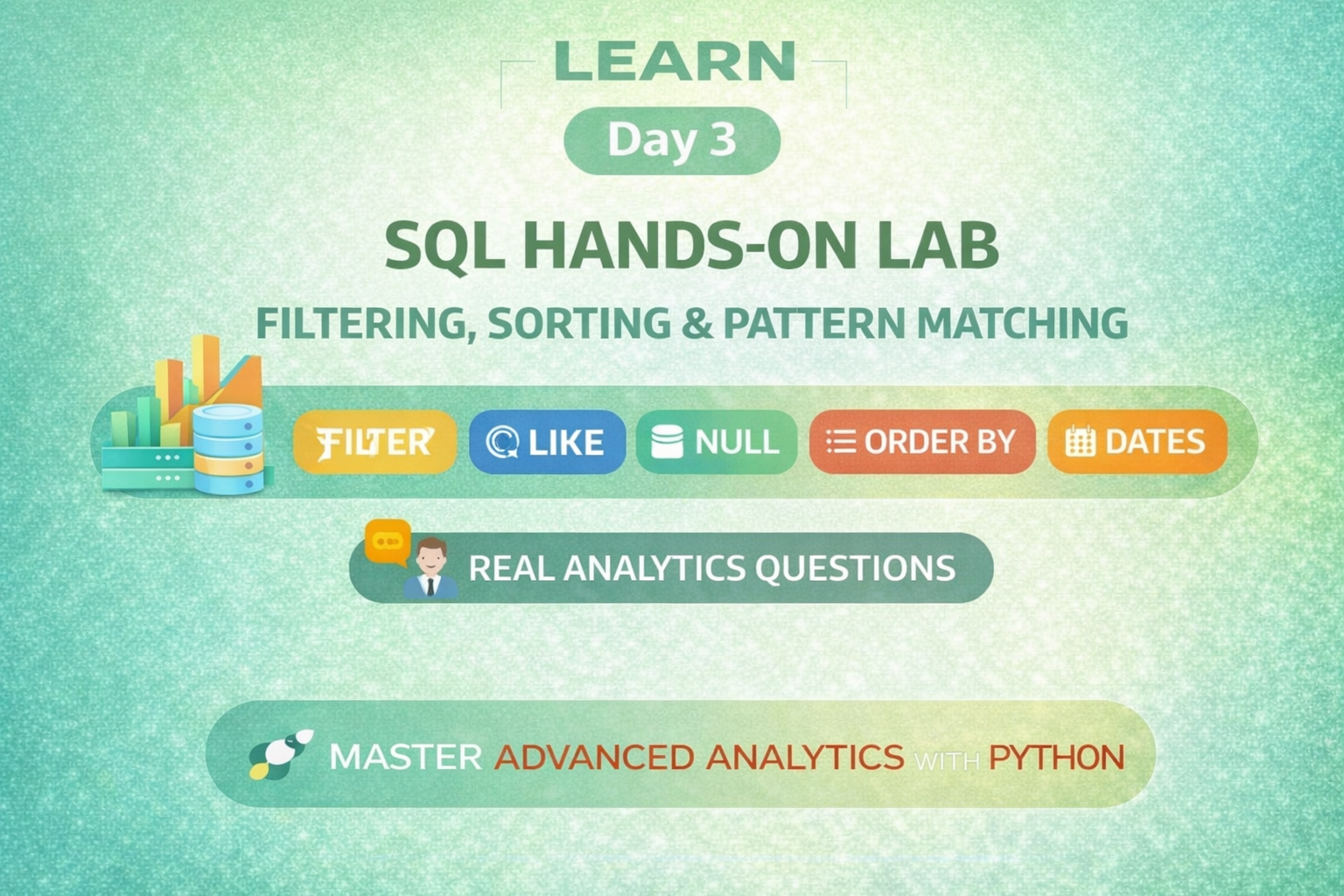 Day 3: SQL Hands-On Lab — Filtering, Sorting & Pattern Matching (HR Database)