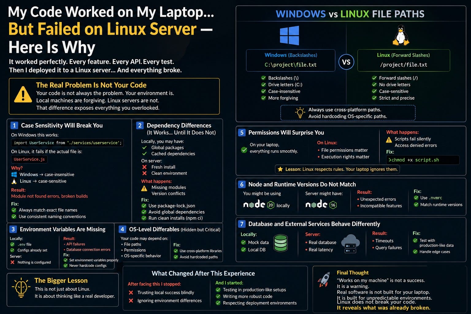 My Code Worked on My Laptop… But Failed on Linux Server Here Is Why
