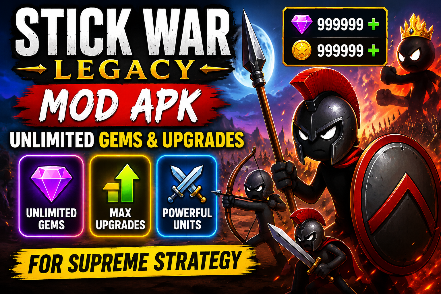 Unlimited Gems and Upgrades: Stick War Legacy Mod APK for Supreme Strategy