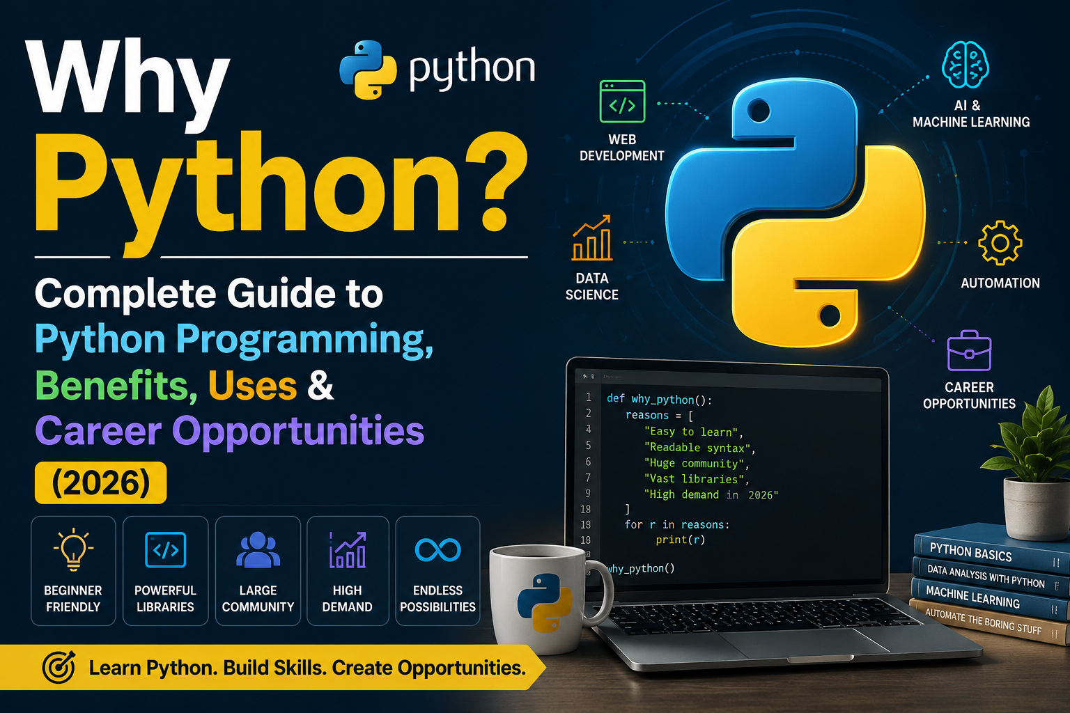 Why Python? Complete Guide to Python Programming, Benefits, Uses & Career Opportunities (2026)
