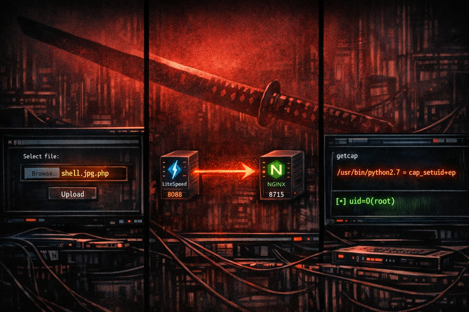 Katana — Double-Extension PHP Upload Bypass + python2.7 cap_setuid to Root | OffSec PG Play