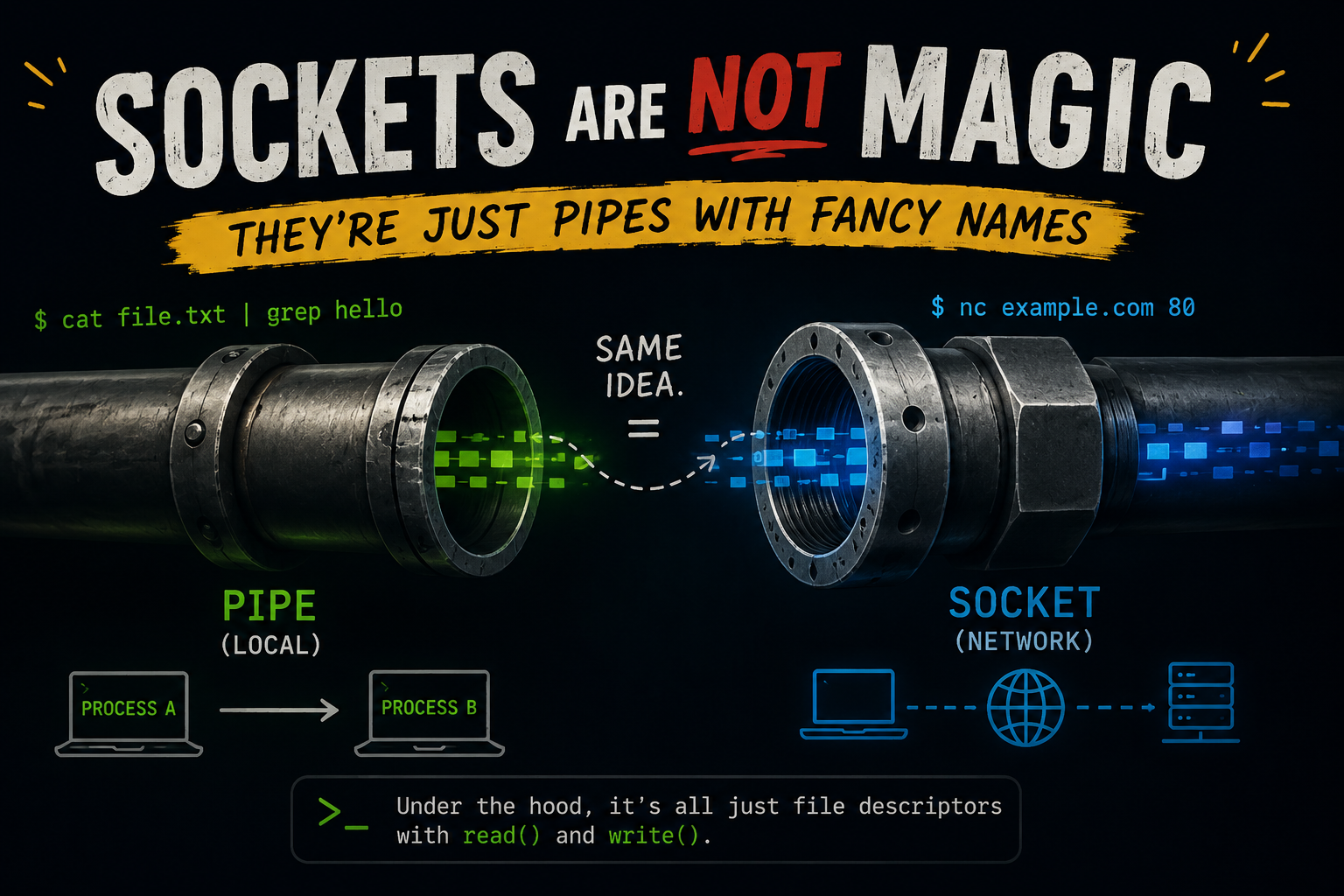 Sockets Are Not Magic — They’re Just Pipes With Fancy Names