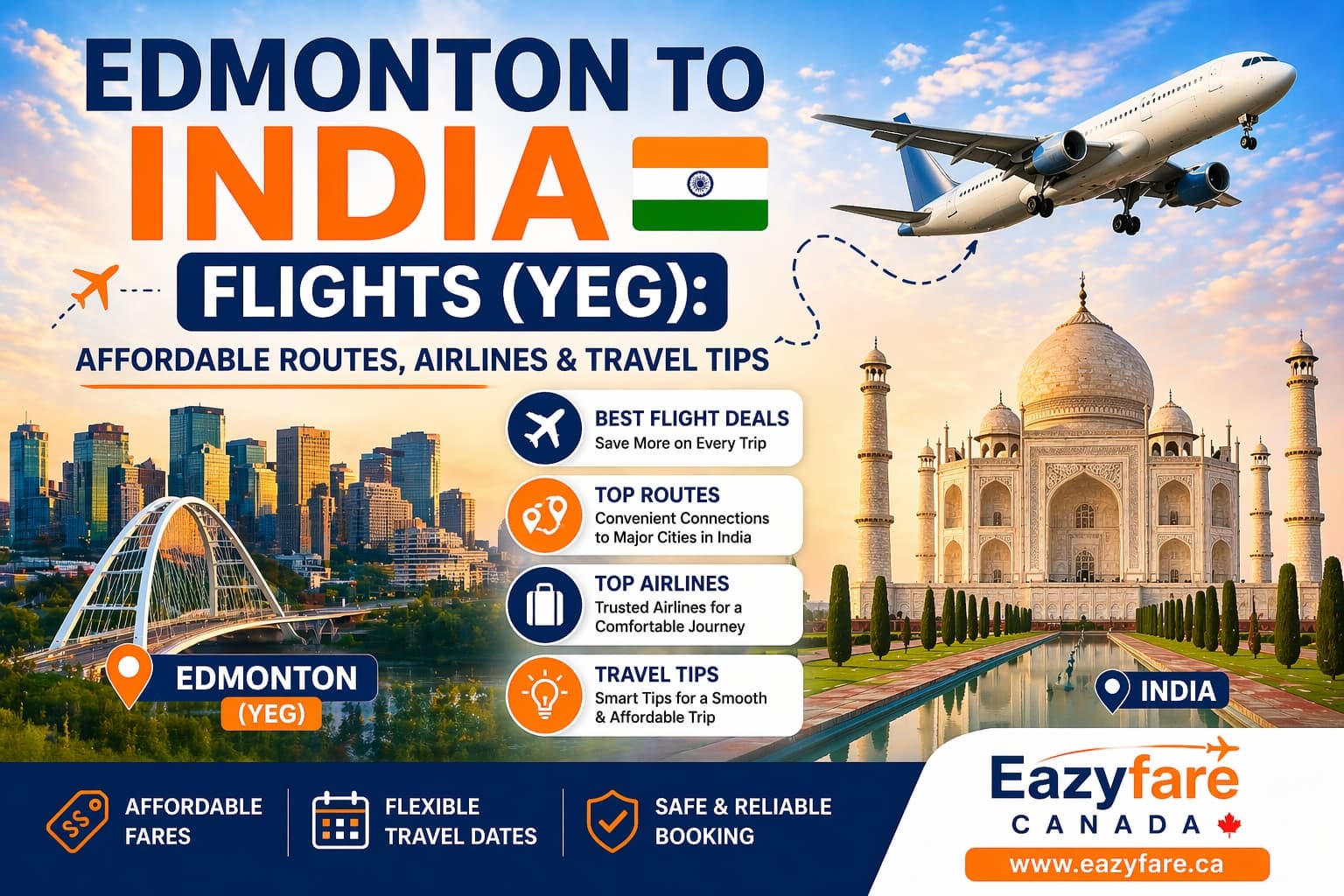 Edmonton to India Flights (YEG): Affordable Routes Airlines & Trav