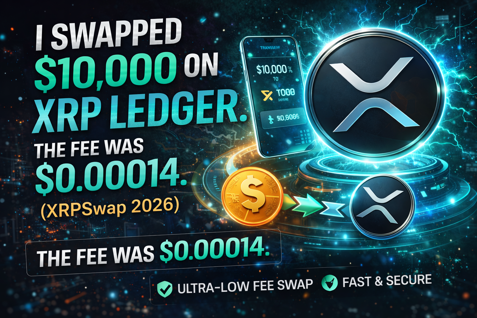 I Swapped $10,000 on XRP Ledger. The Fee Was $0.00014. (XRPSwap 2026)